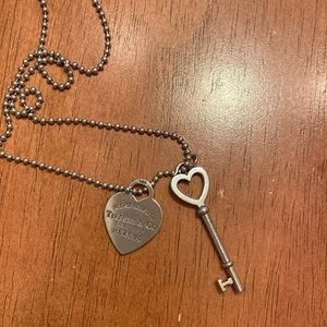 Tiffany & Co dog tag necklace with two charms